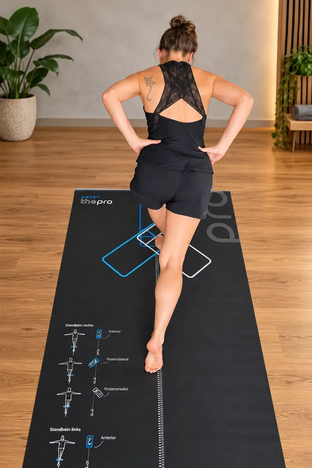 Julia Müller von hinten bei einem funktionellen Test auf einer Trainingsmatte
